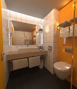 Budapest Park Inn - элегантная ванная комната номера отеля