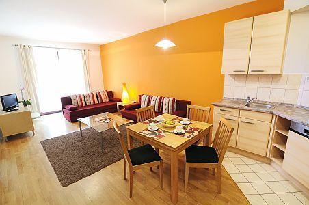 Appartementen in het Comfort Apartman Budapest met keuken, badkamer en grote woonkamer in het hart van Boedapest, Hongarije