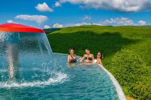 Piscina al aire libre con vistas magníficas en Hotel Residence Ozon Matrahaza