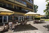 Terrace of Hotel Familia in Balatonboglar looking onto the lake