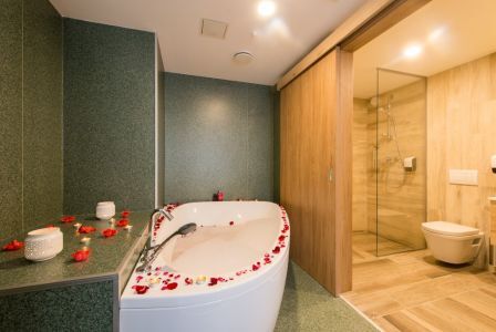 ジャグジーバラトンフレドのホテルの部屋Akademia Wellness Hotel 4*